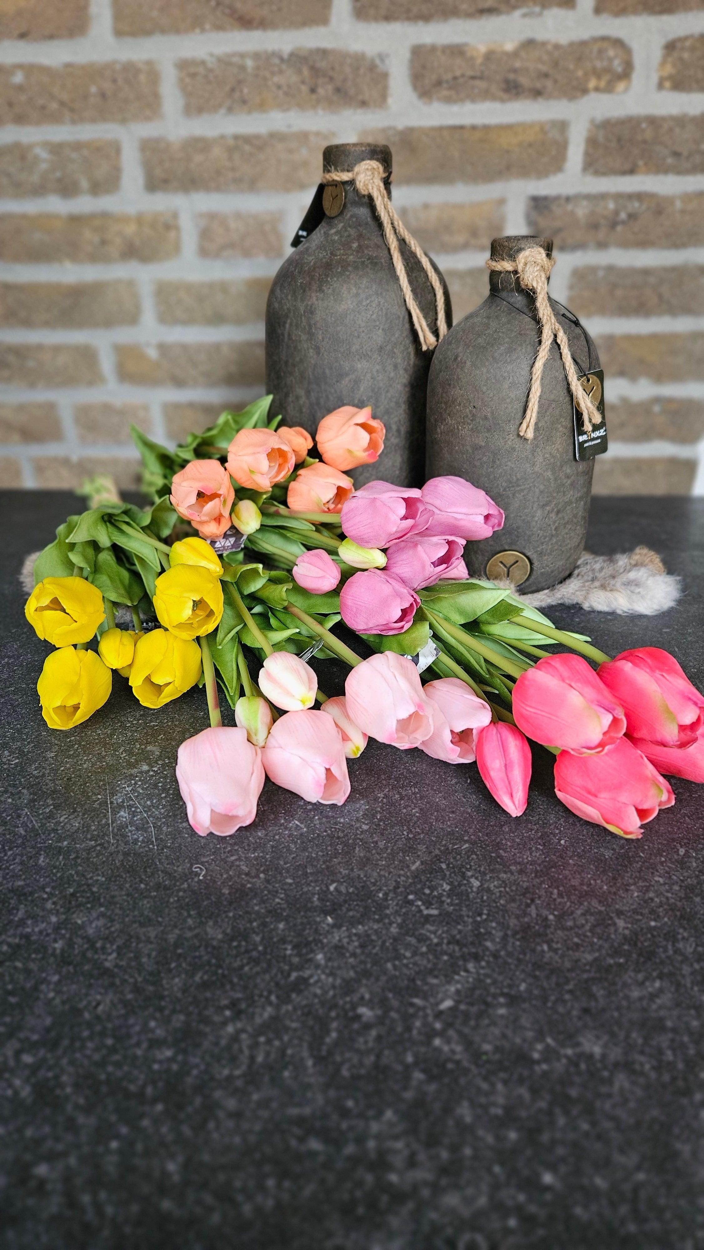 Real Touch Tulpen 46 cm Donker Roze - Brynxz Bloemen en Boeketten